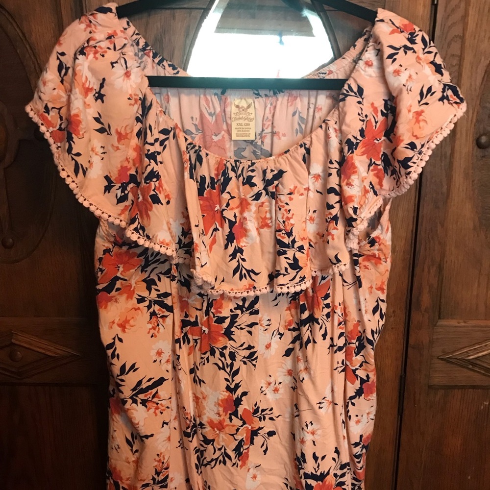 Faded Glory floral print sailor blouse